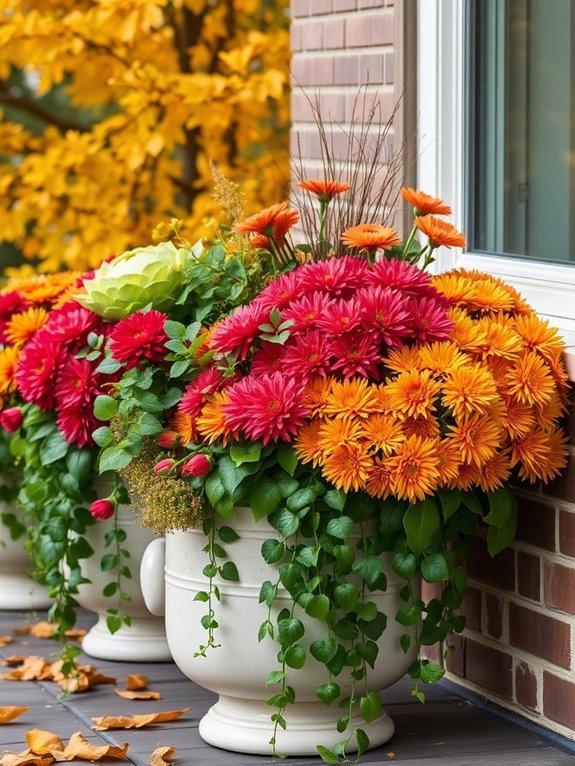 vibrant fall seasonal planters