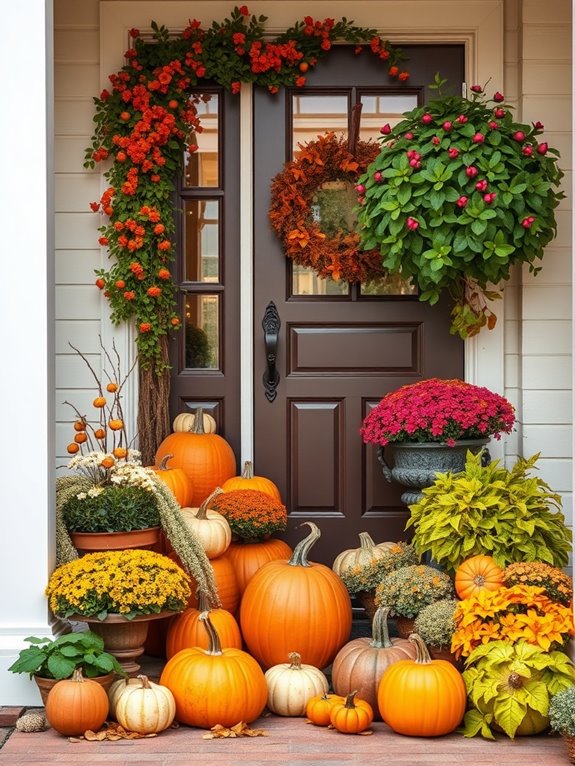vibrant pumpkin display arrangement