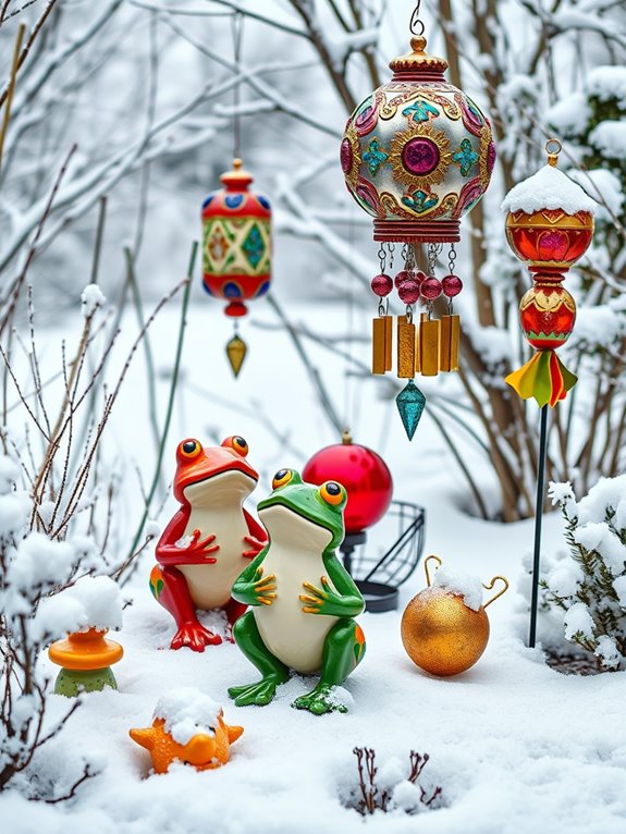 vibrant winter garden ornaments