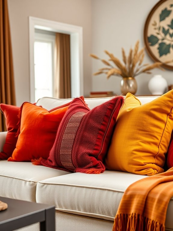 warm colored throw pillows