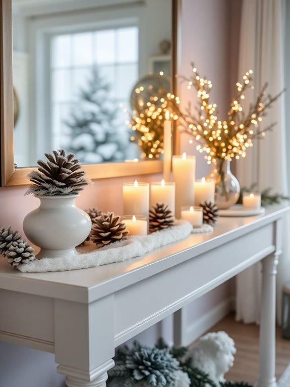 winter console table decor