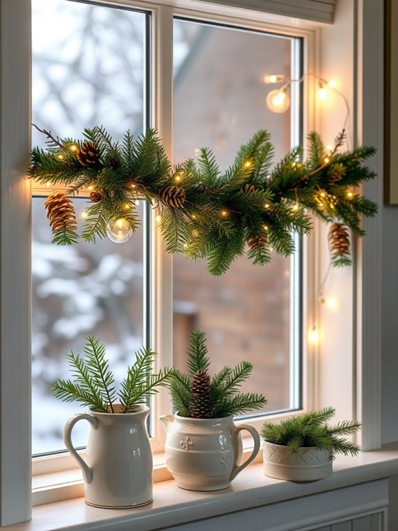 winter kitchen window decor