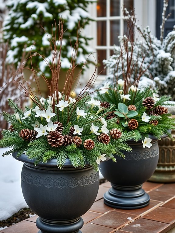 winter planters for cheer