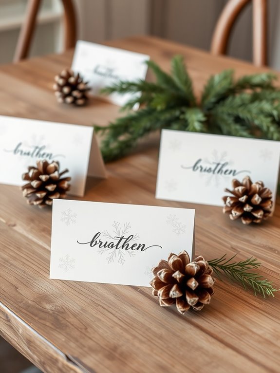 winter themed personalized place cards