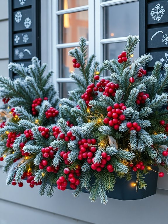 winter window box decorations